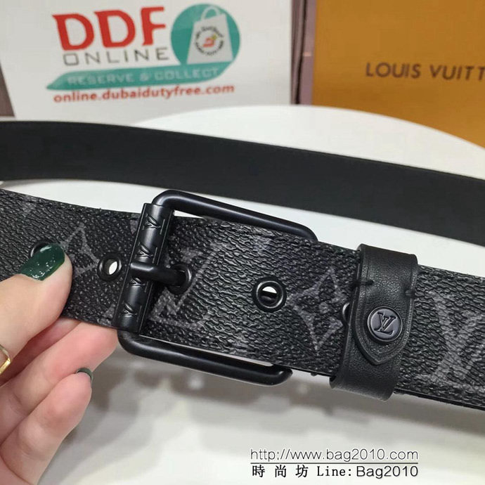 路易威登LV 匠心之作 Voyager腰帶 飾有啞光黑色 Ardillon搭扣 男士皮帶  xfp1124